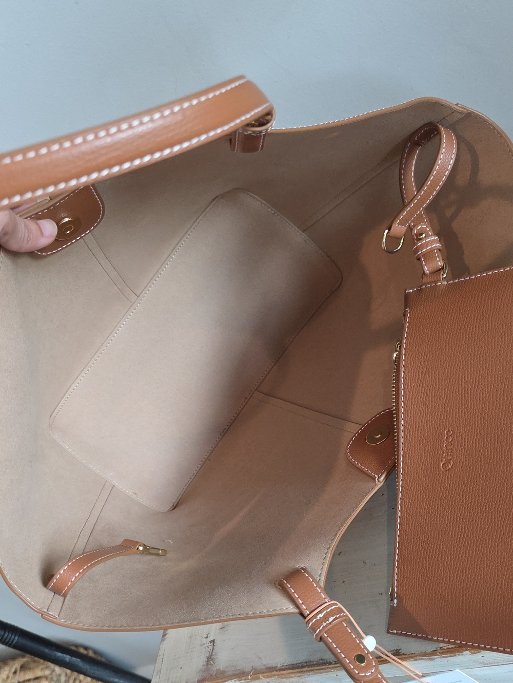 Quince Rowan Tote In Cognac - Picture 7 of 12